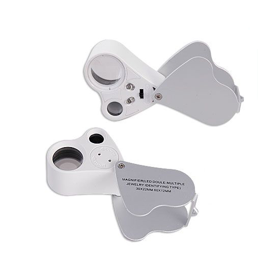 30X & 60X Double Multipl​e Jeweler Loupe White LED Magnifier